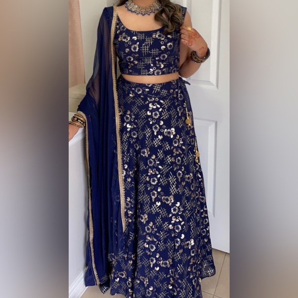 Royal blue lehenga - Picture 1 of 3